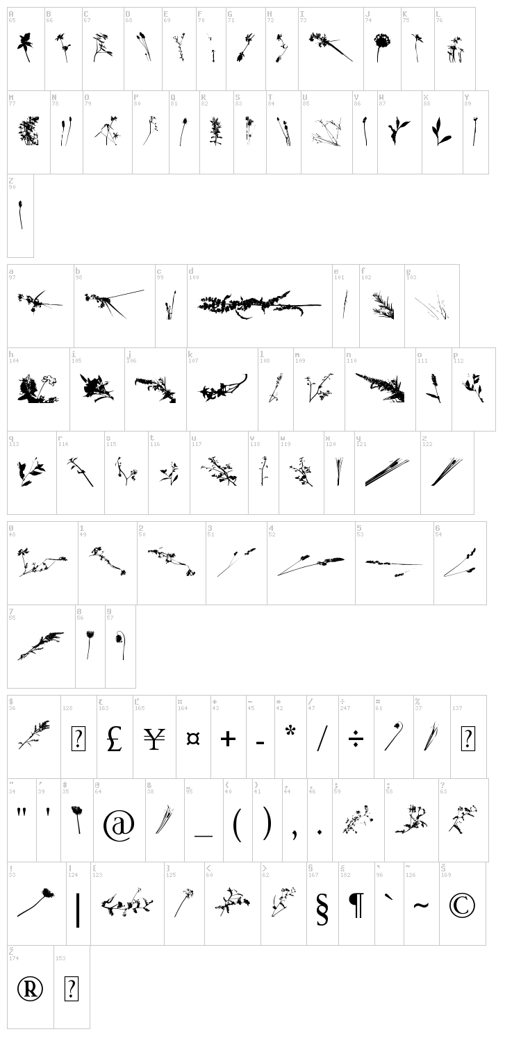 Floral Flush font map